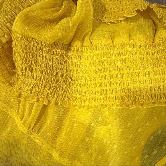 Vixen Y2K Yellow Swiss Dot Ruffle Blouse Cottagecore Size Small - Picture 8 of 11